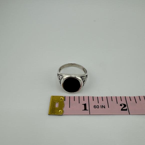 Sterling Silver 925 Black Onyx Ring With Eagle Size 9.5 - Picture 8 of 10
